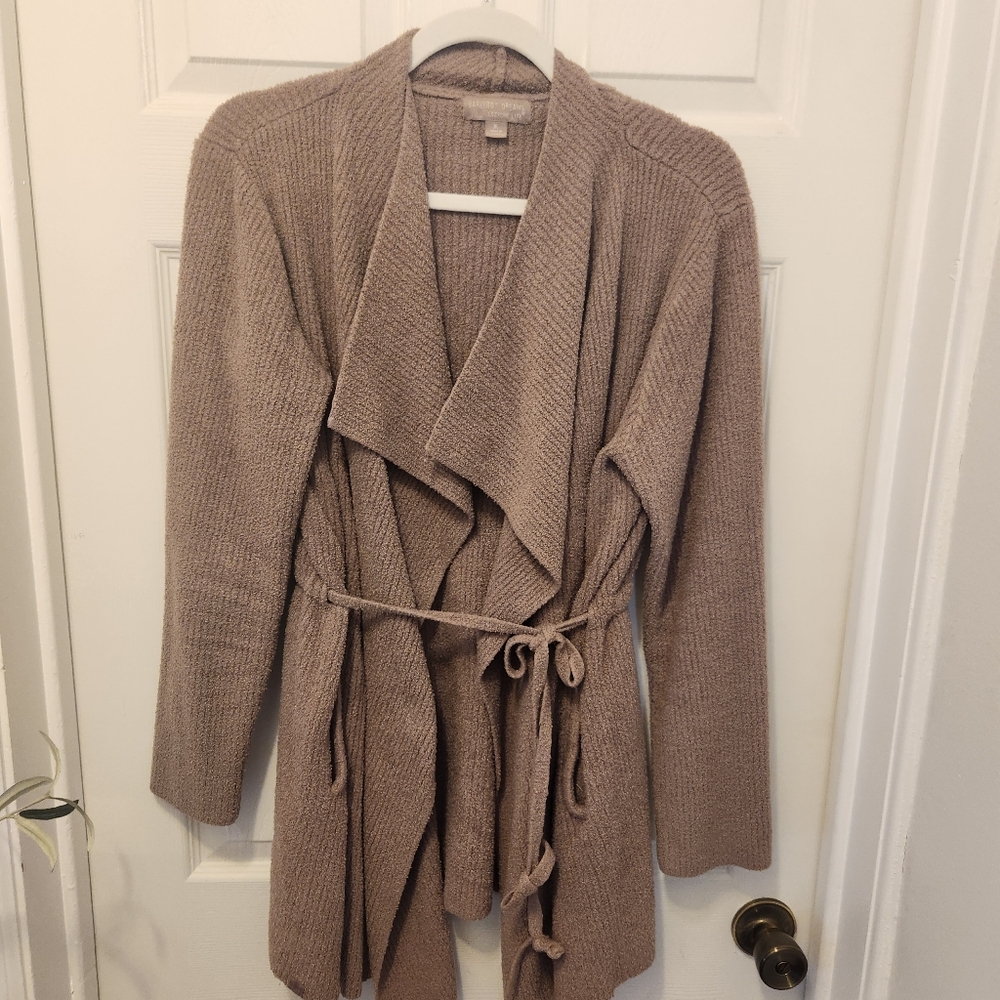 Barefoot Dreams Women's Taupe Knit Sweater Cardigan